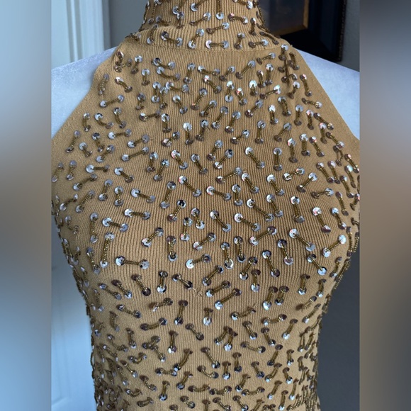 Vintage Dressy Evening Party Beaded Sequin Halter Mock Turtleneck Top NWOT - Picture 13 of 13